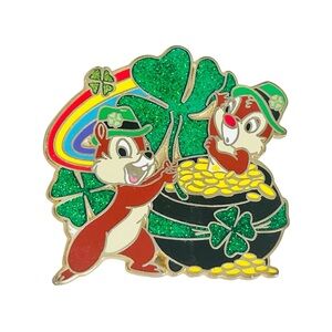 Chip and Dale Happy St. Patrick's Day Disney Pin 2015 Rainbow 🌈 Pot of Gold
